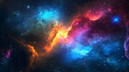 Obraz premium Vibrant Cosmic Scene with Colorful Space Galaxy Cloud Nebula in Stary Night Cosmos