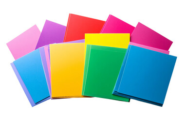 Set of vibrant colored index cards neatly arranged for efficient study organization and memory enhancement techniques isolated on transparent background PNG