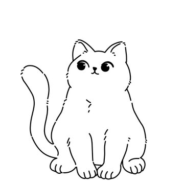 Curious cwt staring up line art outline vector 