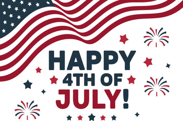Happy 4th of July Celebration with American Flag and Fireworks Design for Independence Day