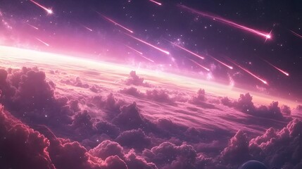 Ethereal Pink Starry Night Sky Background for Creative Designs