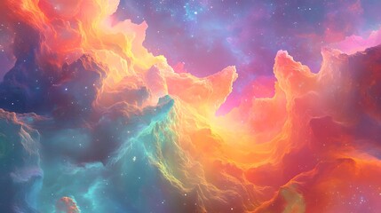 Enchanting View of Fantasy World Palace Amid Psychedelic Smoky Clouds