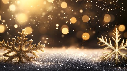 Snow Sparkling in Light on Dark Background - Winter Wonderland Illumination
