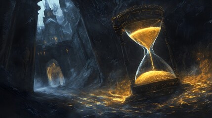 Detailed Fantasy Illustration of Hourglass | Time Concept Artwork