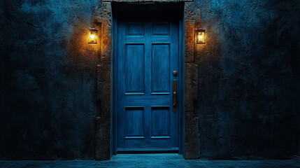 blue door in the old town