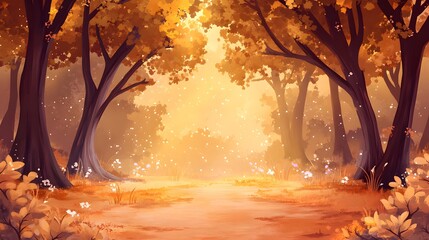 Enchanting Fairy Tale Forest Landscape with Sunlight and Dust Particles