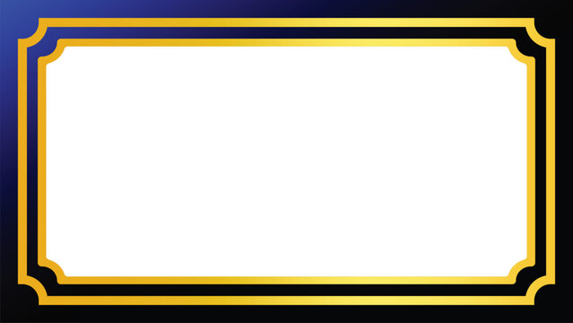 decorative frame with ornate gold border, white center, and dark blue-black background, suitable for certificate templates, label designs, or elegant title cards.