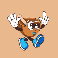 Retro character design of cute mortar