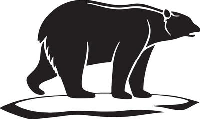 Bold bear silhouette with a collar detail, walking across land—perfect for zoo themes, branding, or educational graphics.