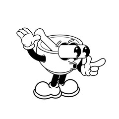 Retro character design of suprised mortar outline