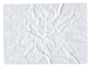 White adhesive glued paper sticker label with transparent background cut out design element