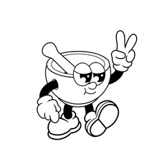 Retro character design of cool mortar outline