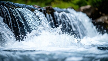 Close Up Cascading Waterfall In Forest