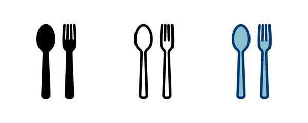 Fork, Spoon, and Knife isolated on white background. Restaurant icon. food icon. Eat. Cutlery icon.