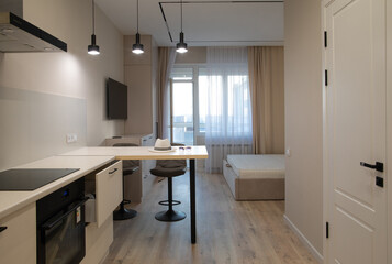 empty interior of a new one-room apartment