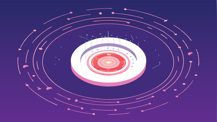 Obraz premium Personal Data Sphere Spinning In Encrypted - Futuristic Isometric Illustration