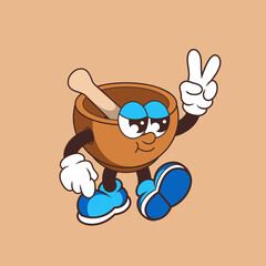Retro character design of cool mortar