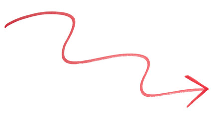 Arrow sign drawn with red marker on transparent background