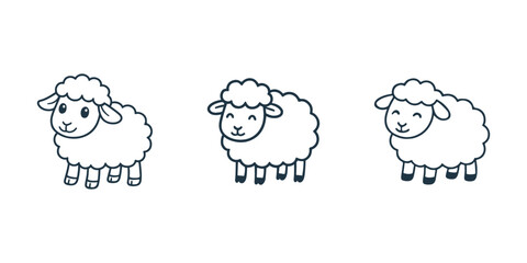 Minimal fluffy sheep cartoon icon for children’s storybooks branding farm themes and decor