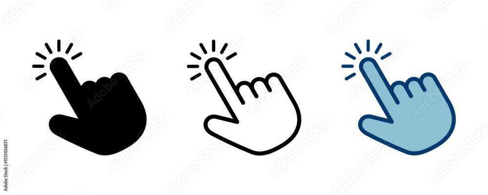 Poster hand cursor icon vector isolated on white background. hand click icon. finger pointer vector