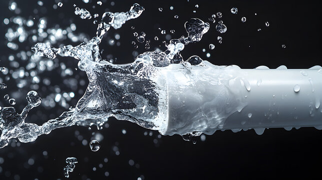 Emergency Water Damage Repair Scenario Featuring High-Pressure Burst from Ruptured Pipe Highlighting Urgency of Plumbing Issues and Immediate Response 89150399 1