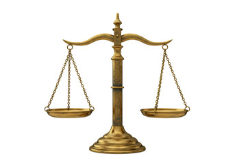 Brass Scales of Justice A Symbol of Balance and Law isolated on transparent background