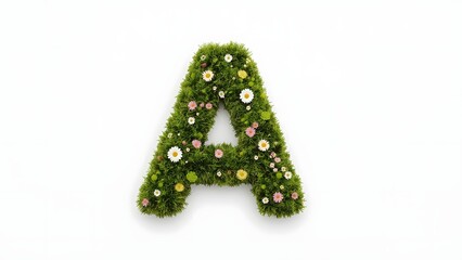 Grass Letter A with Flowers