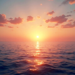 Obraz premium AI illustration sea sunrise ,realistic photo