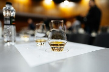 Enjoying fine spirits at a whiskey tasting event in a cozy setting