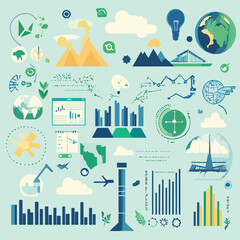 Climate Change Awareness Infographic with Data on Global Warming and Carbon Emissions, Climate Change