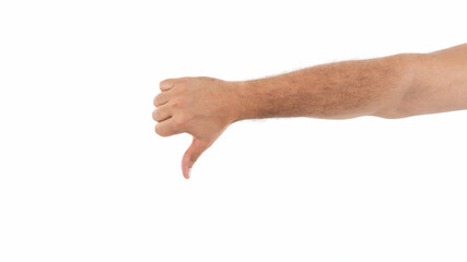 Thumbs down gesture of disapproval