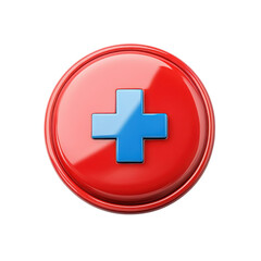 Fototapeta premium Red and Blue Plus Sign Icon Medical Button Symbol Healthcare Aid Addition on transparent background
