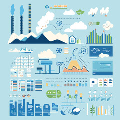 Climate Change Awareness Infographic with Data on Global Warming and Carbon Emissions, Climate Change