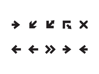 Collection of black directional arrows and symbols