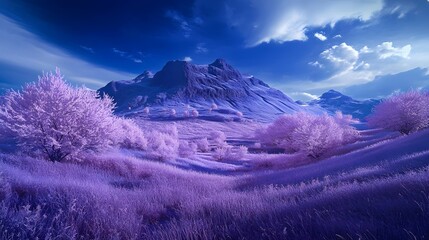 Vibrant Fantasy Infrared Landscape With Purple Hues