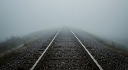 Mysterious Railroad Tracks Vanishing into the Fog