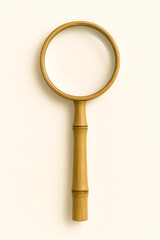 Bamboo Magnifying Glass with Natural Handle and Frame – Organic Light Brown Cylindrical Design with Visible Nodes – Eco-Friendly Tool on Light Beige Background
