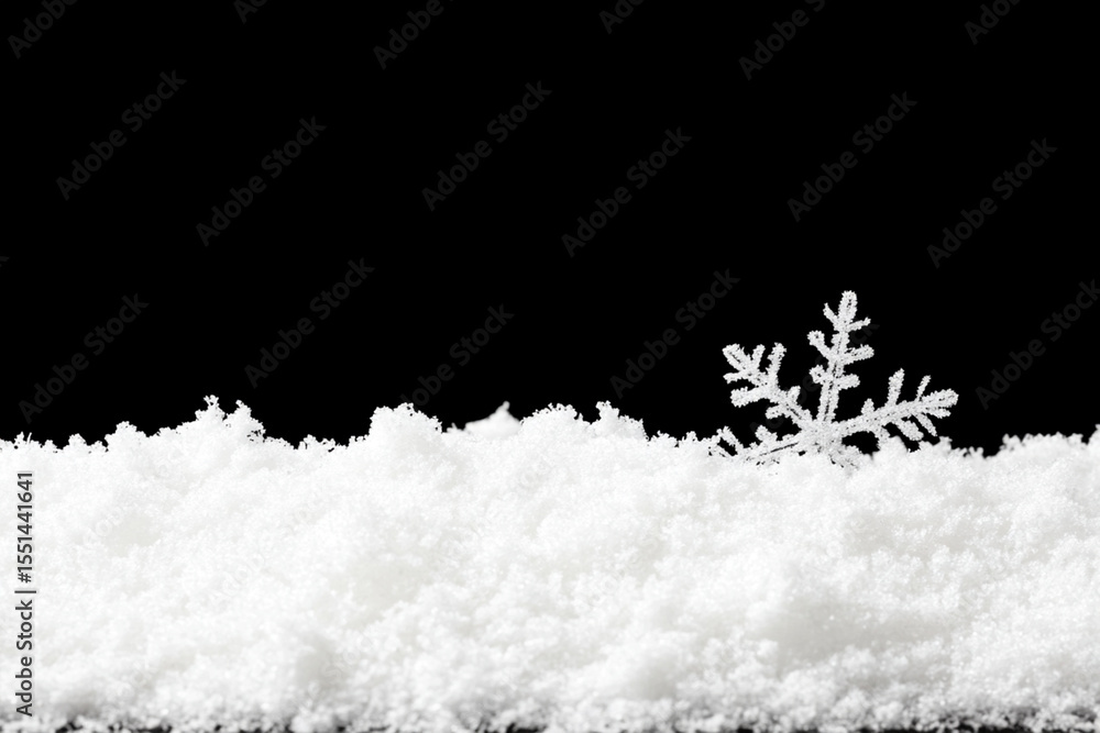 Poster close-up of a delicate snowflake resting on a black background