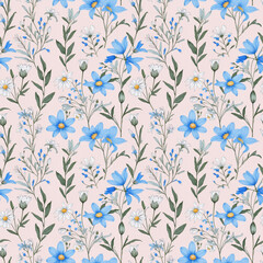 Seamless pattern with wild flowers, modern print for textiles and clothes