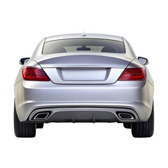 Silver Car Back View Isolated on Pure White Background

