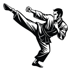 Fototapeta premium Dynamic Karate Pose Illustrations