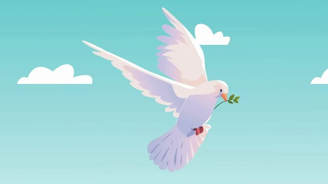 White dove with outstretched wings, A white dove, white dove, silhouette of a bird flying on a white background, footage, 4k footage, videos, video clip, slow motion, video wallpaper, animation, 4k