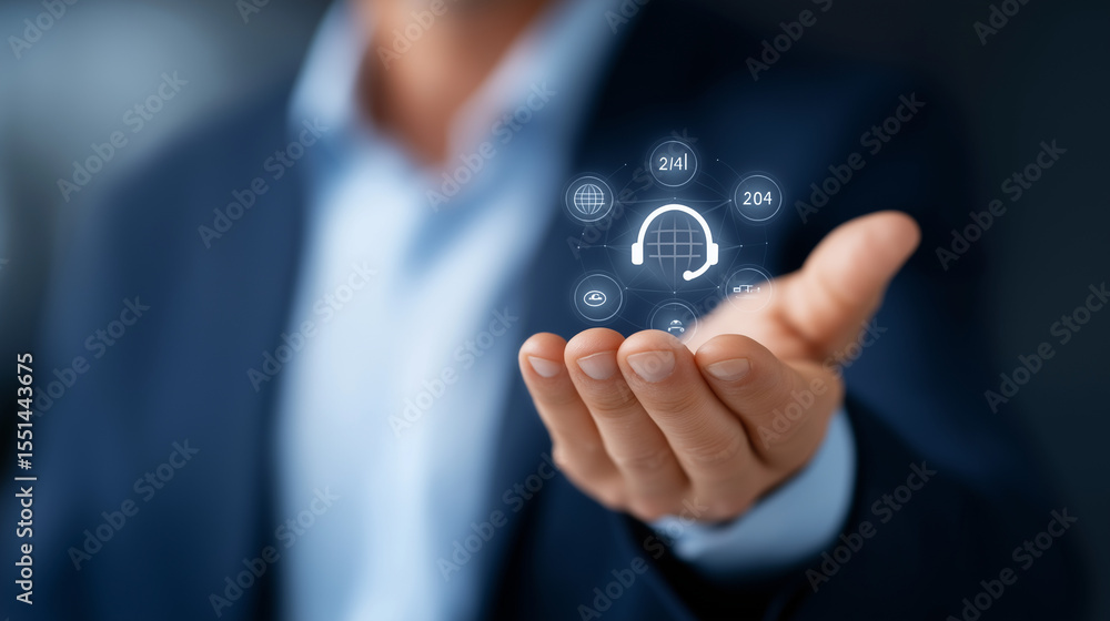 Poster digital customer service support with ai chatbots and communication