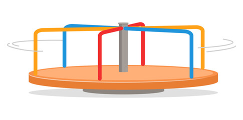 Colorful Merry Go Round Illustration with Simple Design on White Background © Colorfuel Studio