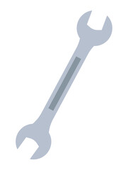Wrench on white background, repair tool. Gray and silver, simple illustration.