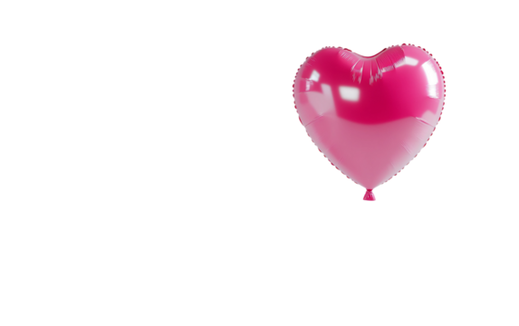 A shiny single pink helium balloon crafted in the shape of a heart floating gently as a symbol of love celebration and joy isolated on transparent background PNG - Powered by Adobe