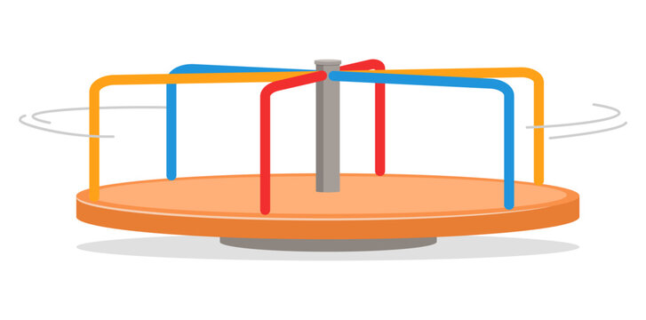 Colorful Merry Go Round Illustration with Simple Design on White Background