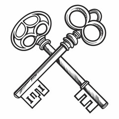 Crossed Antique Keys Illustration Vintage Security and Access Concept