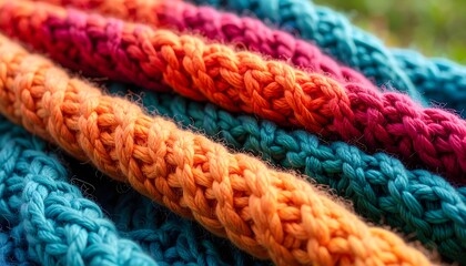 Cozy yarn loops in pink tones high resolution photo