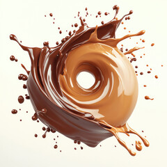 chocolate splash and a caramel-colored splash fused together